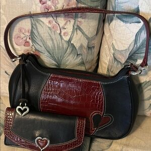 Brighton Black and Burgundy Shoulder Bag Set